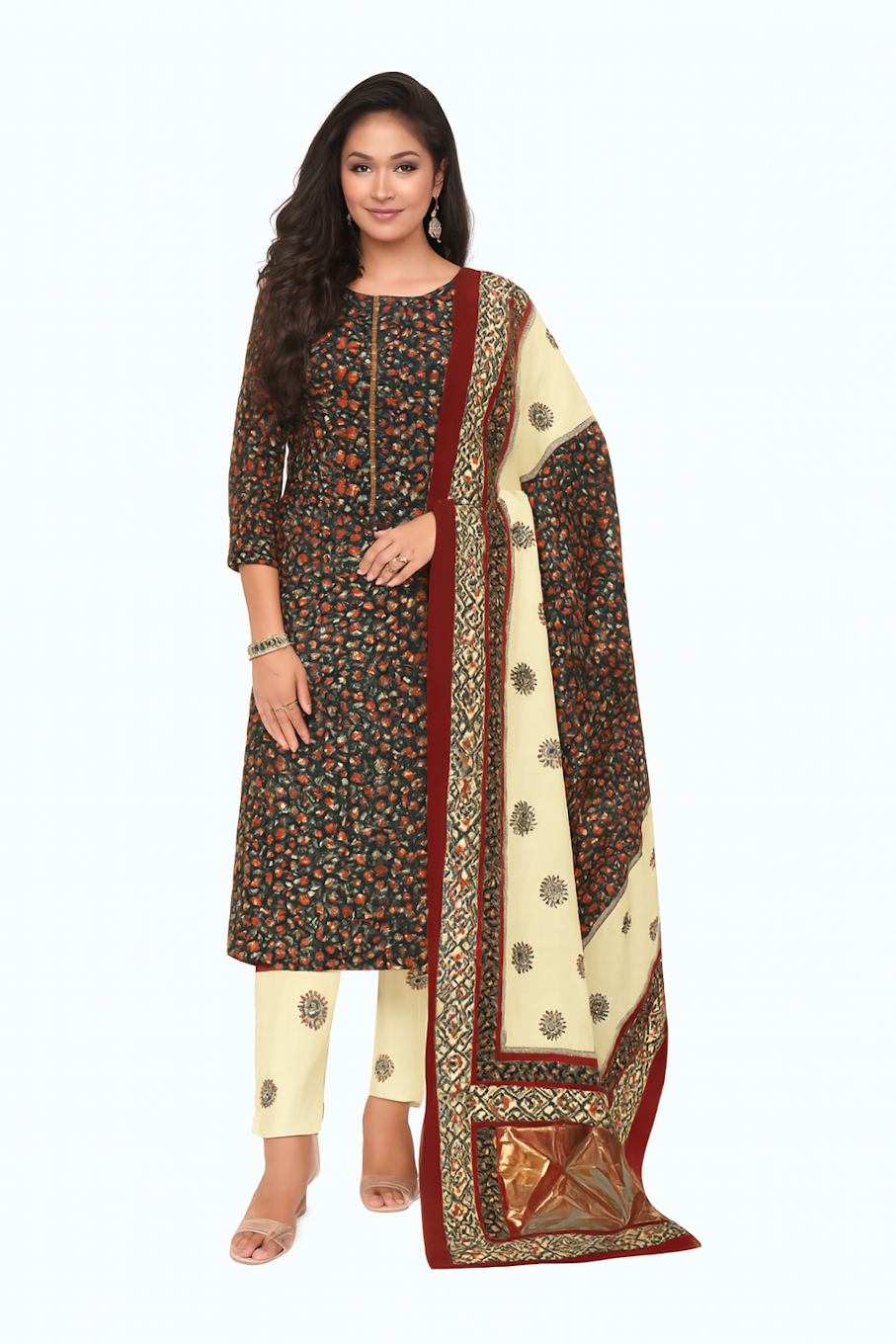 Kurta,Panta & Dupatta Set for Women (Size-XS) | D07