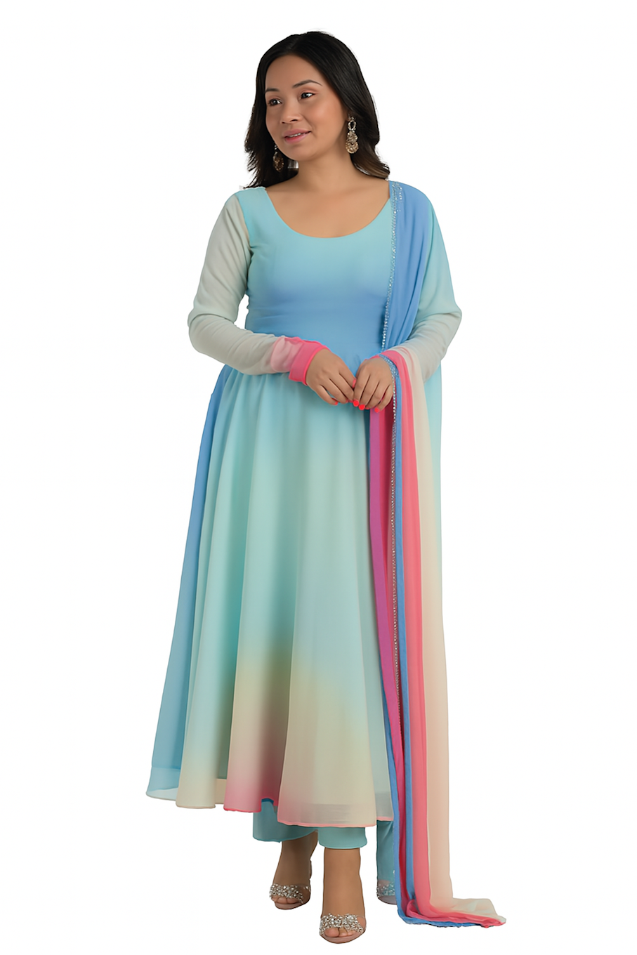Women Festive Wear Kurta Set-Blue (Size-2XL) | D109
