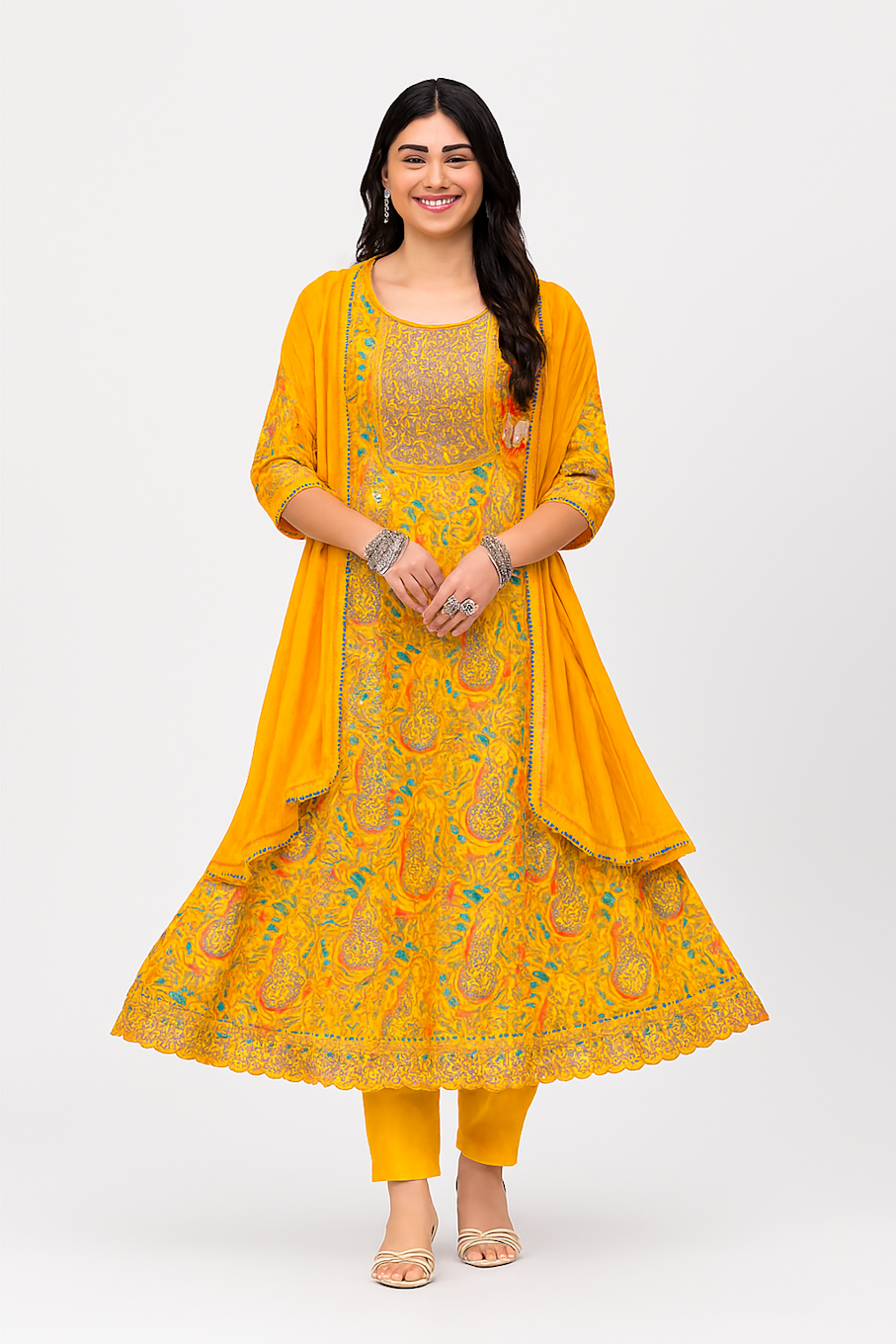 Women Kurta Set-Yellow (Size-XL) | D18
