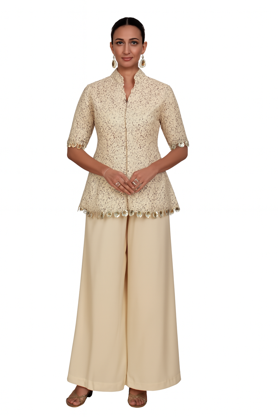 Women Embroidery Kurta Set-Off White (Size-3XL) | D88