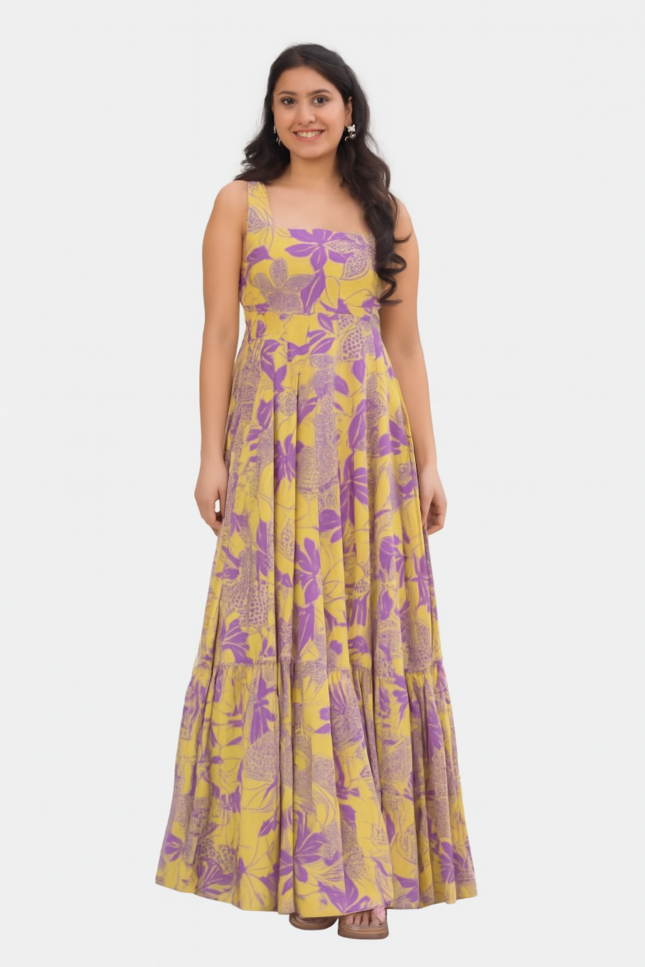Embroidered Designer Gown for Women-Yellow (Size-5XL) | D182