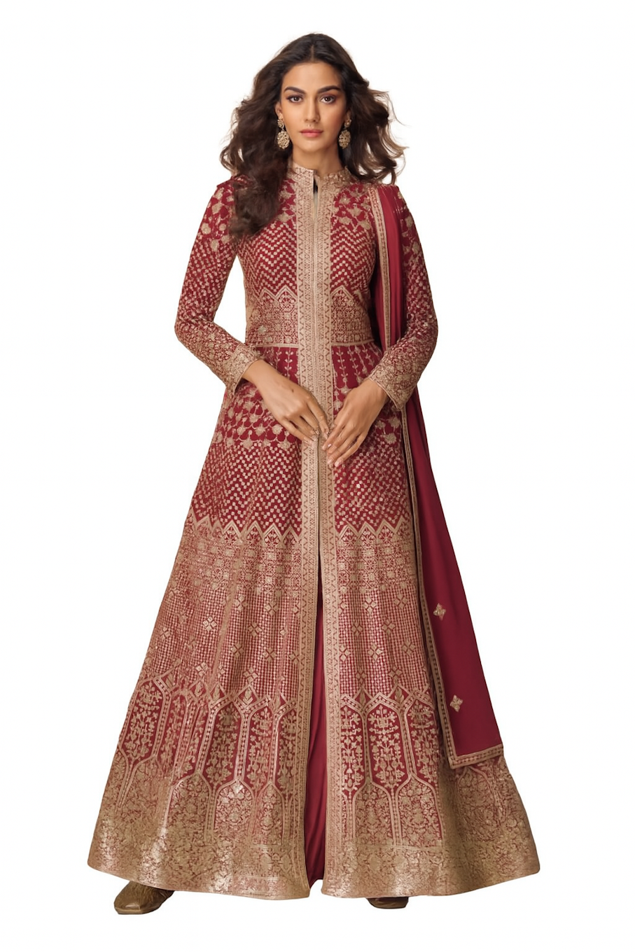 Embroidered Designer Gown for Women-Pink (Size-XS) | D108
