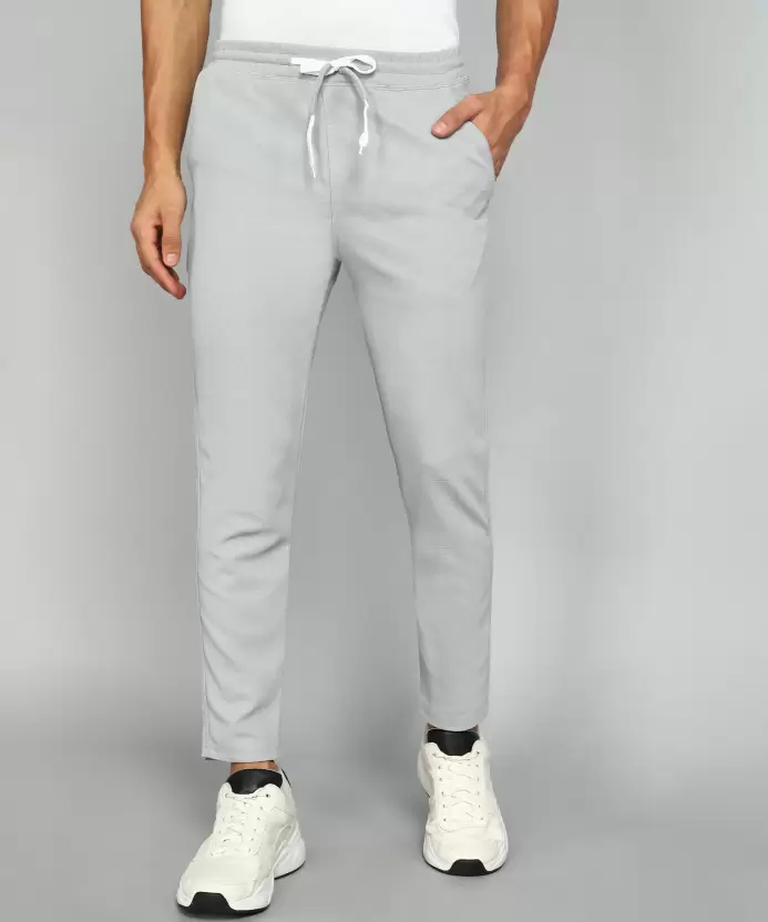 Men Solid Grey Track Pants Size M