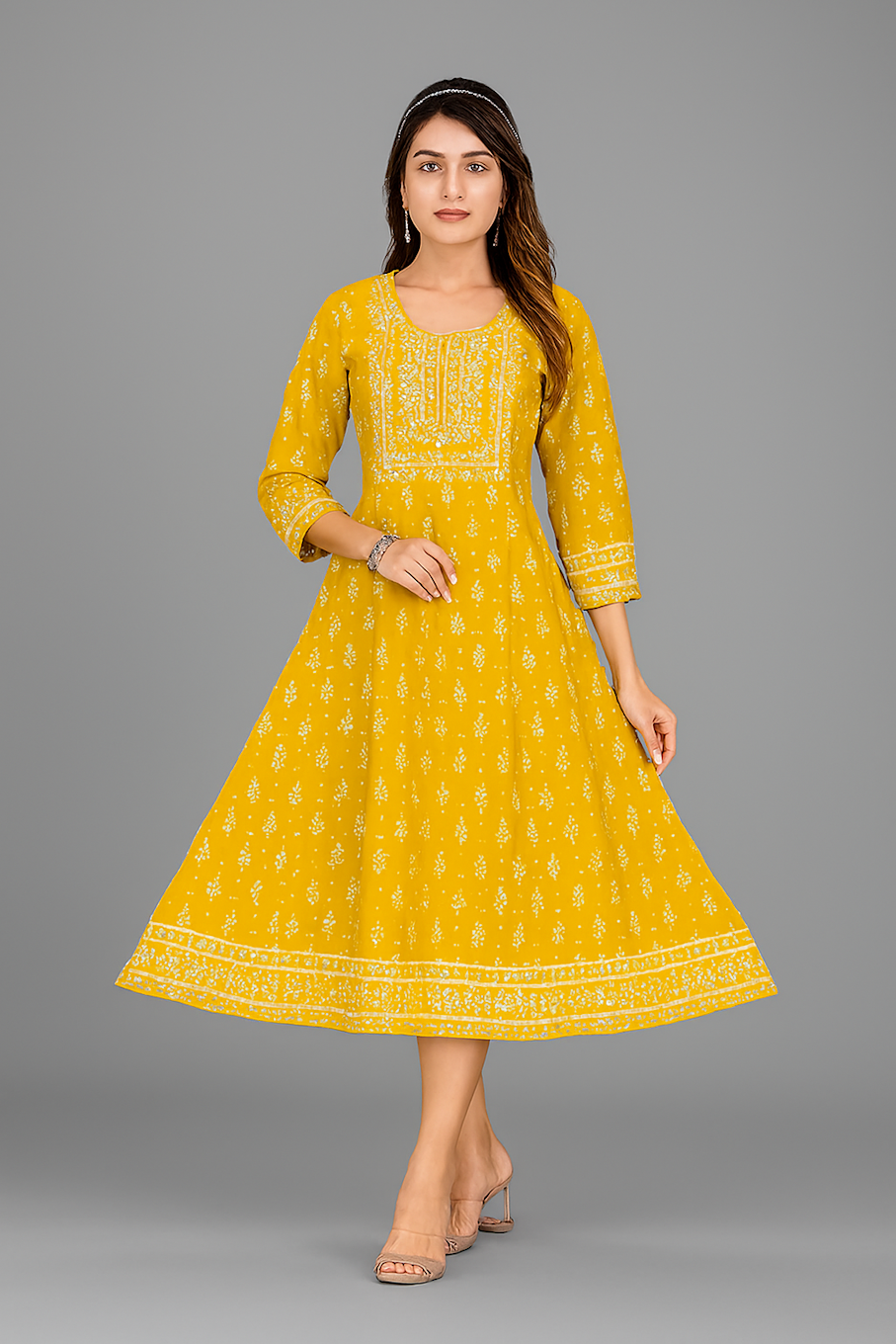 Women Kurta Set-Yellow (Size-3XL) | D44