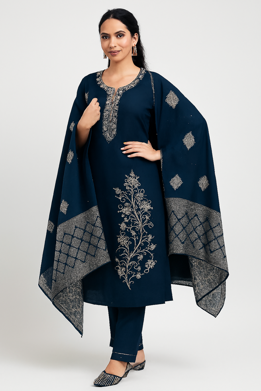 Women Kurta Set-Navy Blue (Size-S) | D07