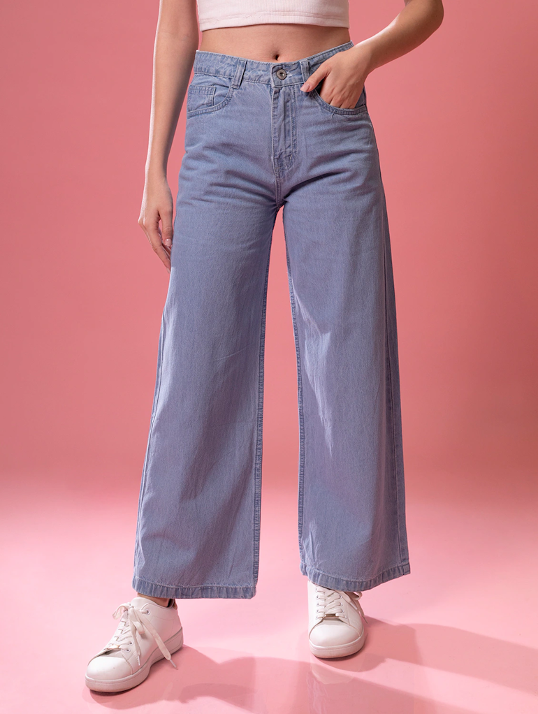 Women High Rise Denim Jeans(Size28)(Color light blue)