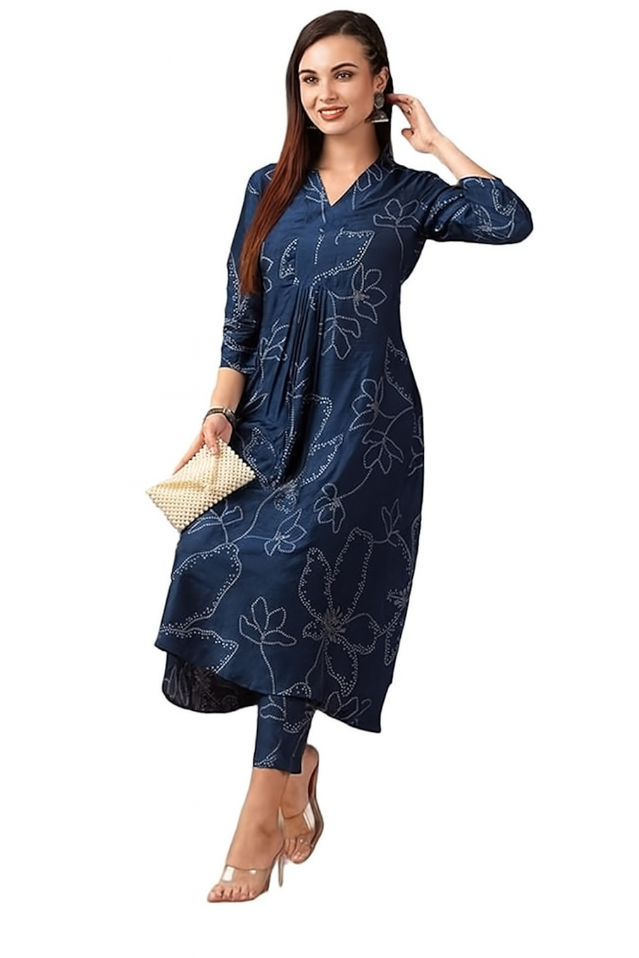 Women Festive Wear Kurta Set-Blue (Size-2XL) | D99