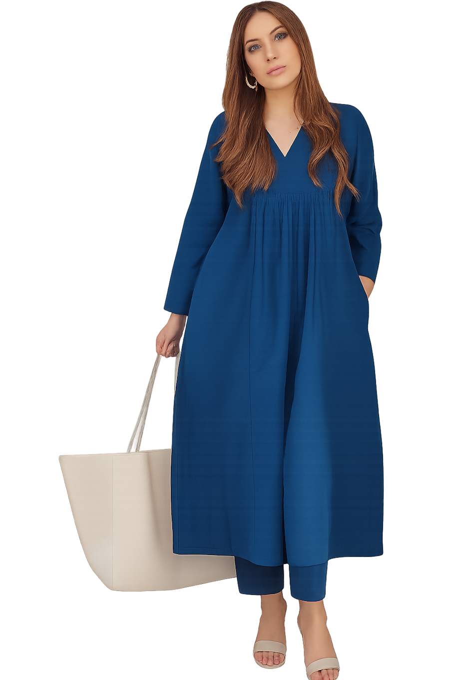 Women Festive Wear Kurta Set-Blue (Size-2XL) | D13