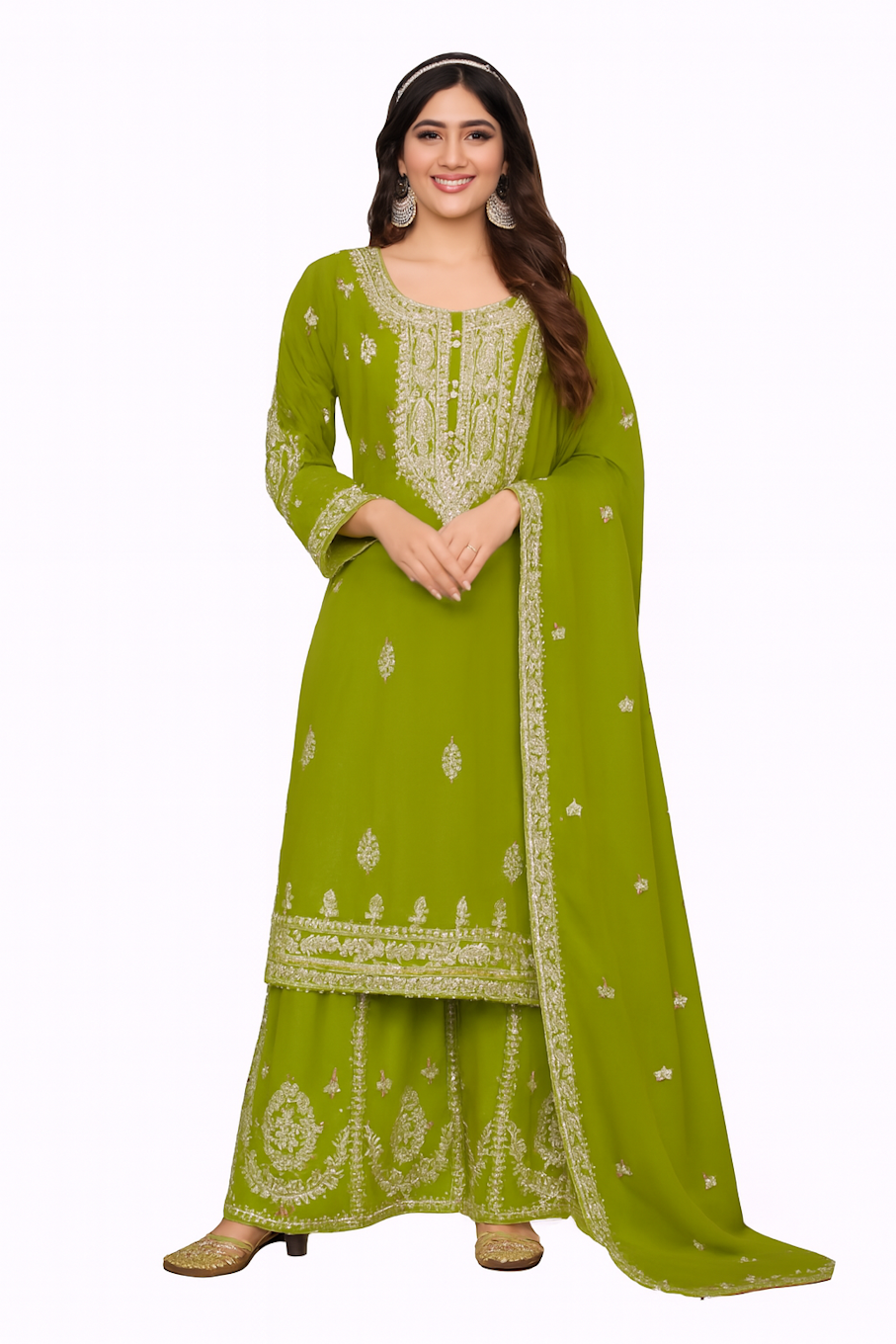 Women Embroidery Kurta Set-Purple (Size-5XL) | D54