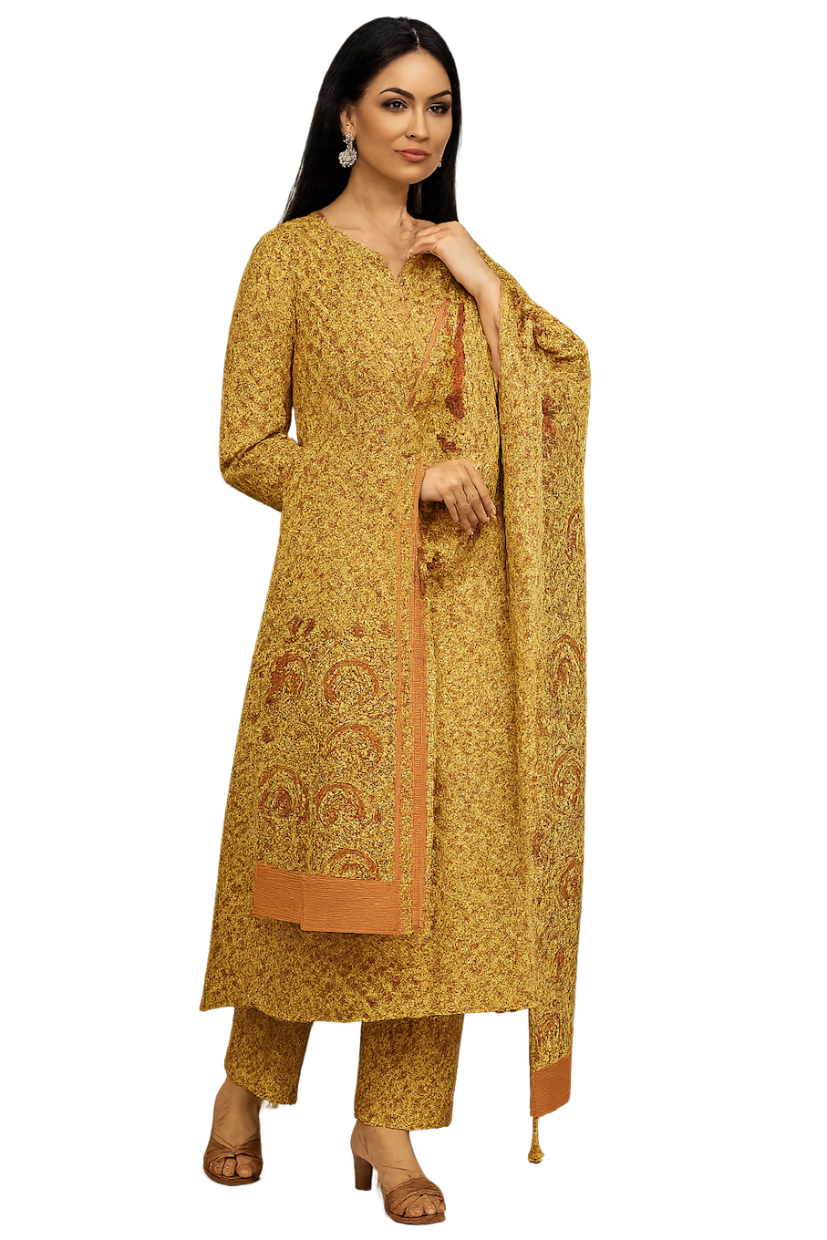 Women Festive Wear Kurta Set-Mustard (Size-2XL) | D130