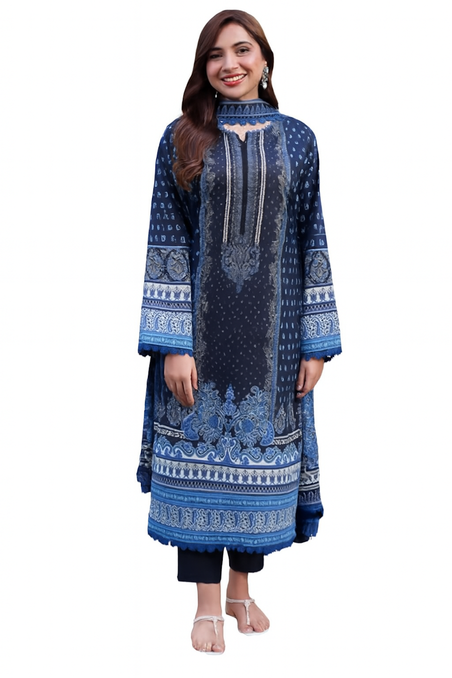 Women Festive Wear Kurta Set-Blue (Size-2XL) | D86