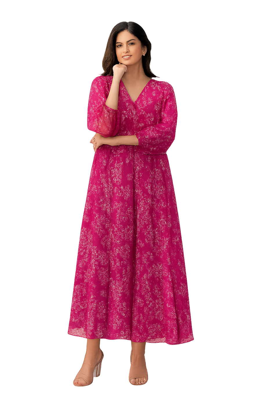 Embroidered Designer Gown for Women-Pink (Size-2XL) | D117