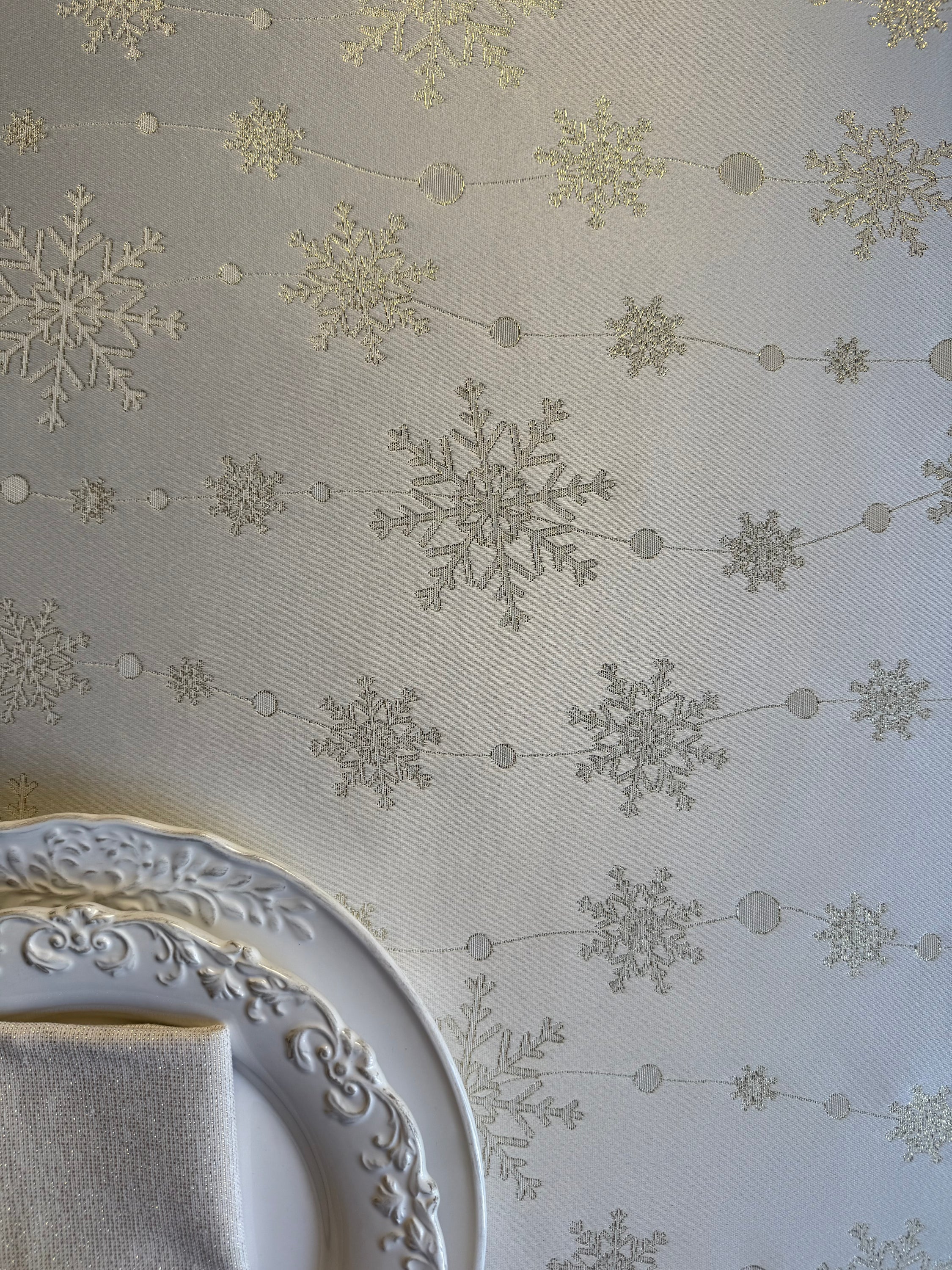 Rectangular Tablecloth, Festive Motive, Christmas Motive | Golden