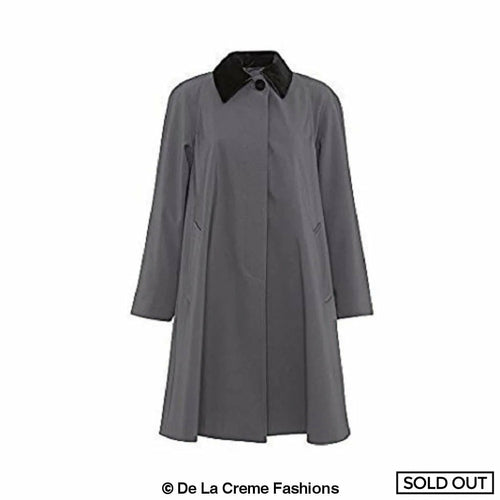 Oversized Velvet Trim Lightweight Swing Coat (8026-SP)