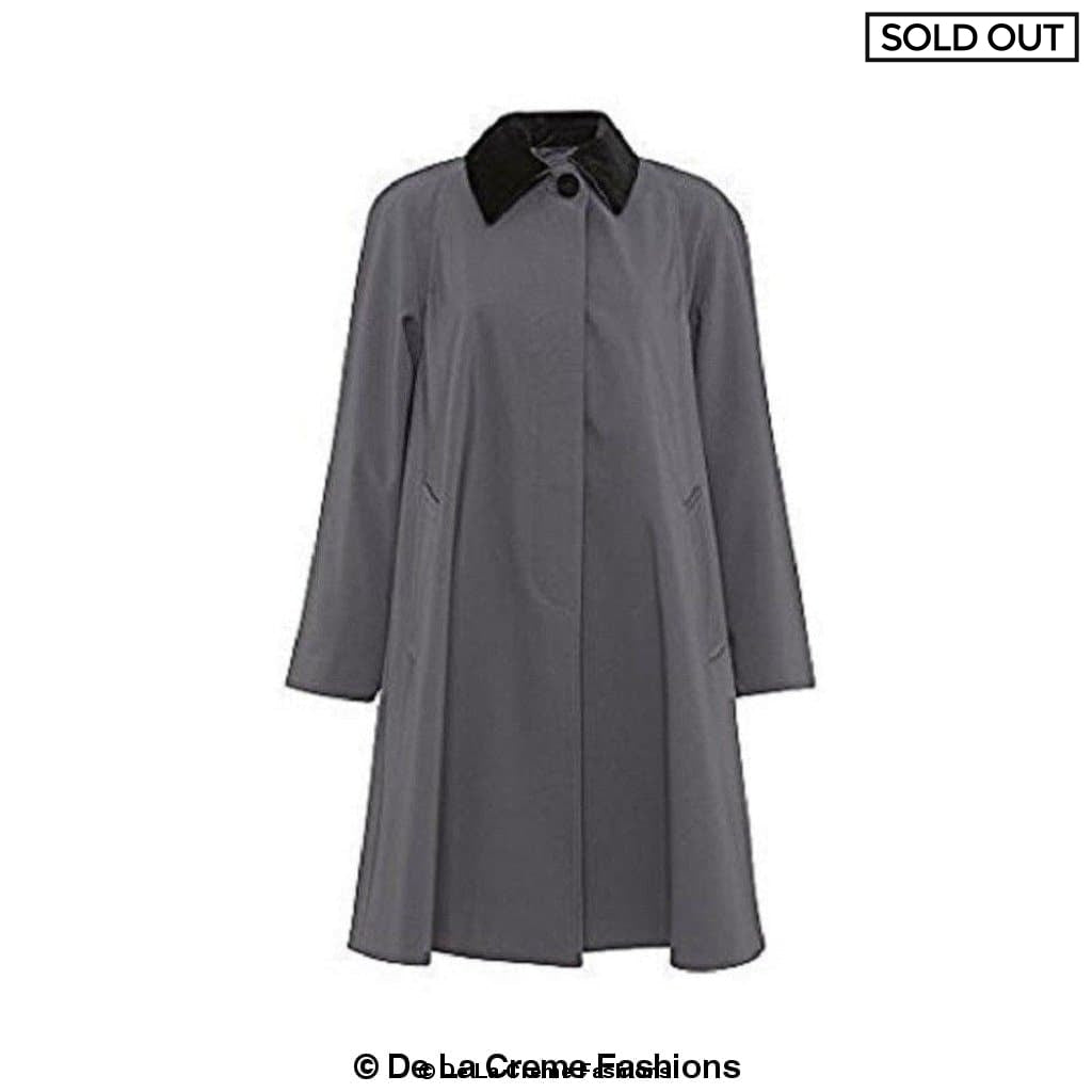 Oversized Velvet Trim Lightweight Swing Coat (8026-SP)