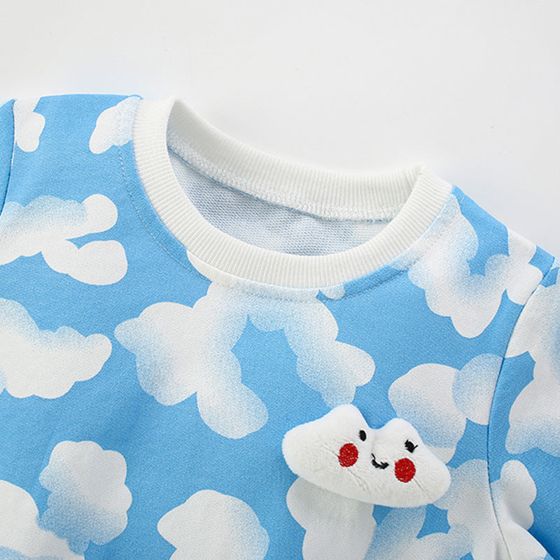 Arrival Geometric Clouds Pattern Long Sleeves Pullover for Kids