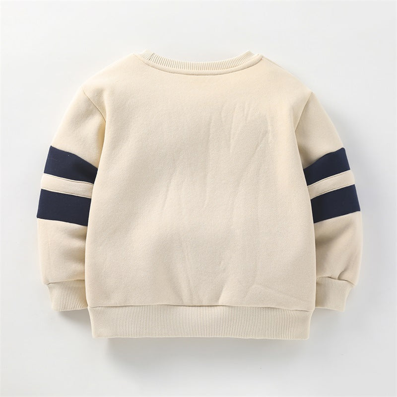 Baby Slogan Embroidered Pattern Long Sleeve Thickened Warm Hoodie