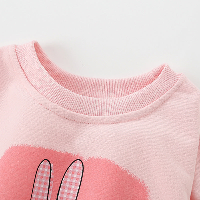 Autumn and Spring Arrival Rabbits Cartoon Pattern Long Sleeves