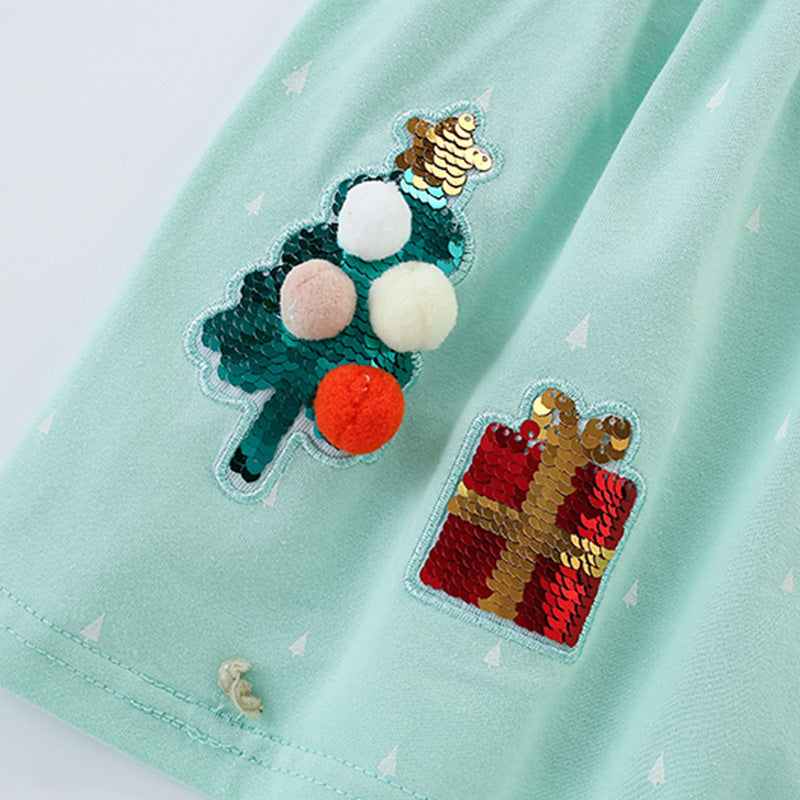 Autumn and Spring New Arrival Christmas Cartoon Sequins Pattern Long