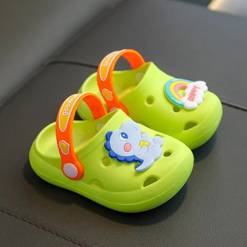 Baby Cartoon Animal & Rainbow Patched Pattern Colorful Soft Bottom Sli