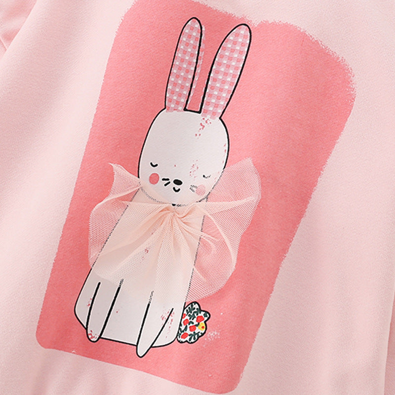 Autumn and Spring Arrival Rabbits Cartoon Pattern Long Sleeves
