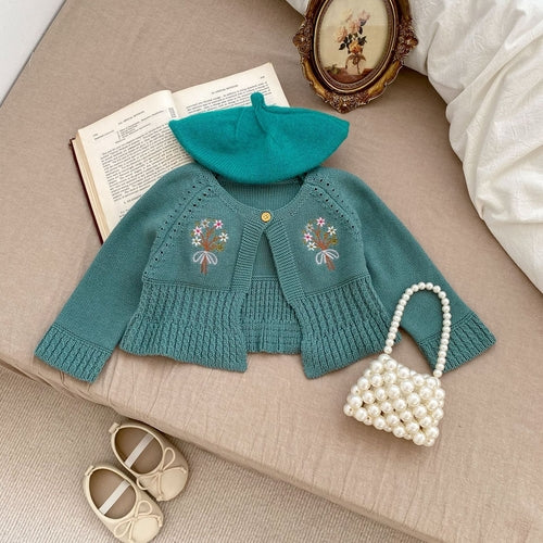 Floral Graphic Cute Knitted Quality Cardigan Coat