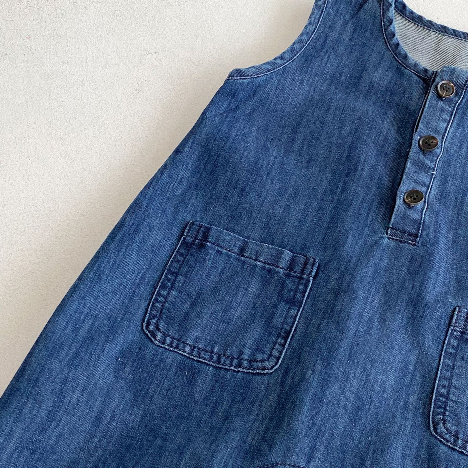 Autumn Arrival Baby Unisex Sleeveless Letters Pattern Denim Rompers