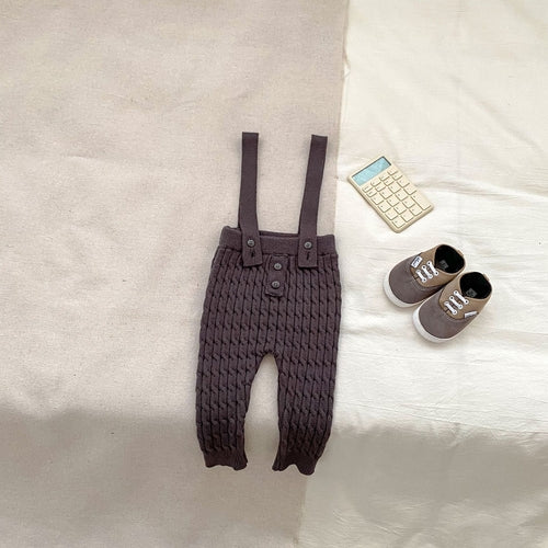 Baby Kids Unisex Long Sleeves Striped Knitted Sweater and Overalls