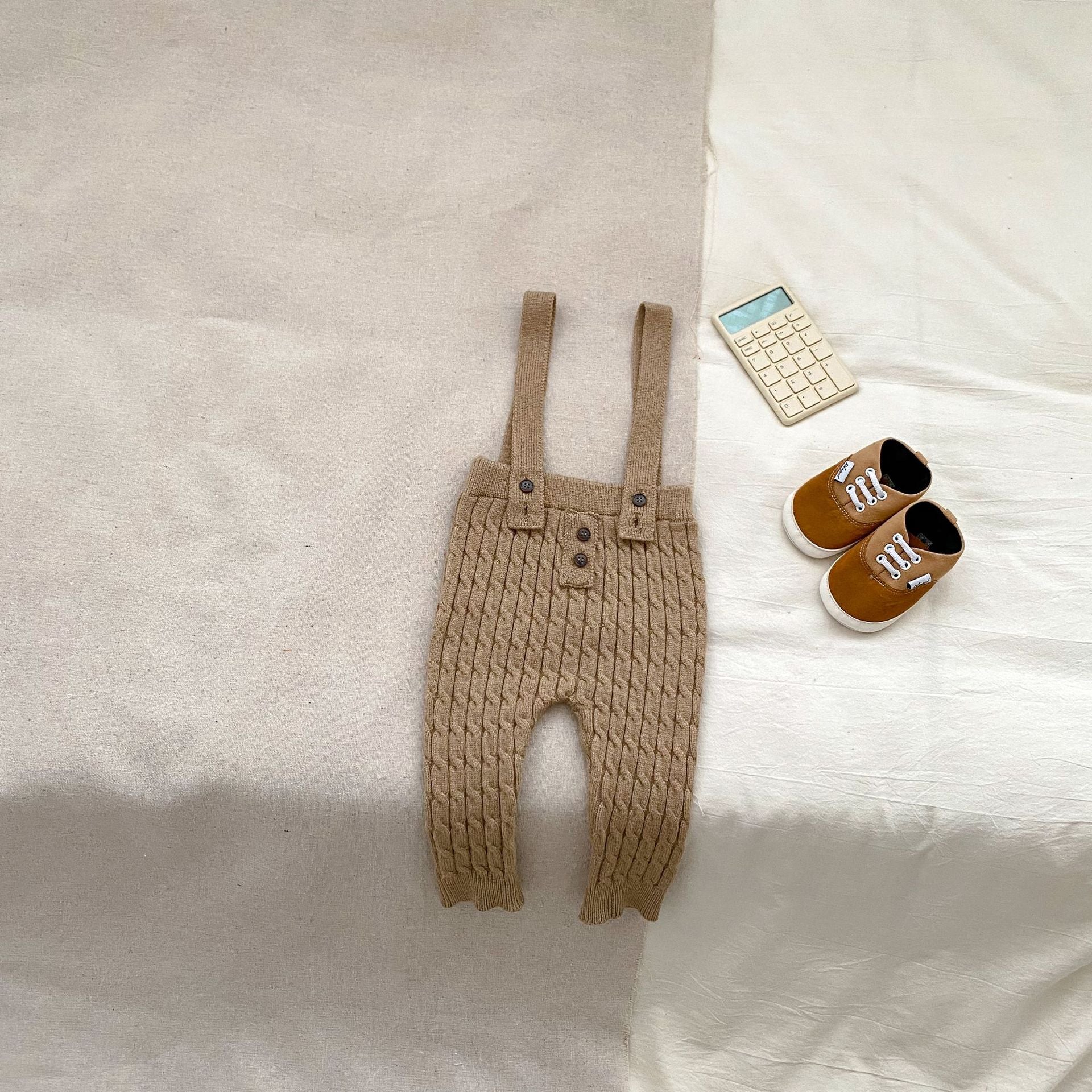Baby Kids Unisex Long Sleeves Striped Knitted Sweater and Overalls