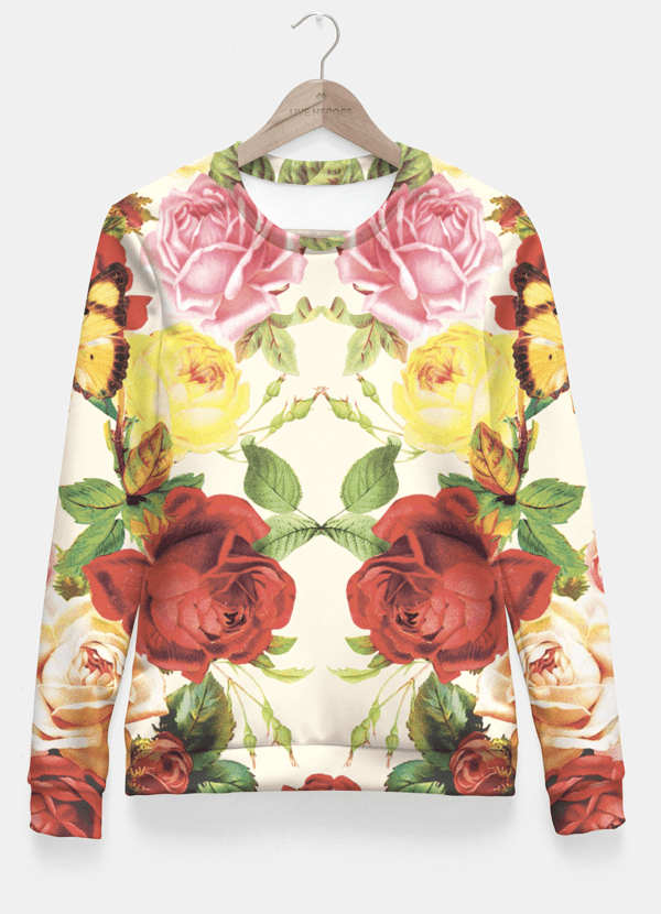 Vintage flowers illustration Fitted Waist Sweater