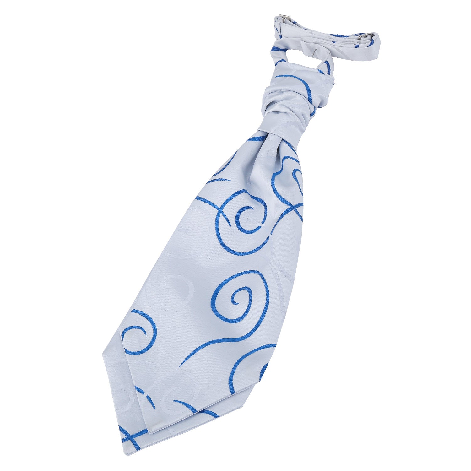 Scroll Pre-Tied Ruche Cravat - Boys - Silver & Royal Blue