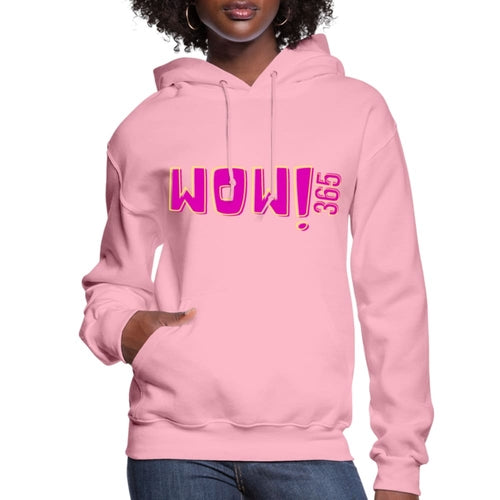 Womens Hoodie - Pullover Hooded Sweatshirt - Pink Graphic/wow 365