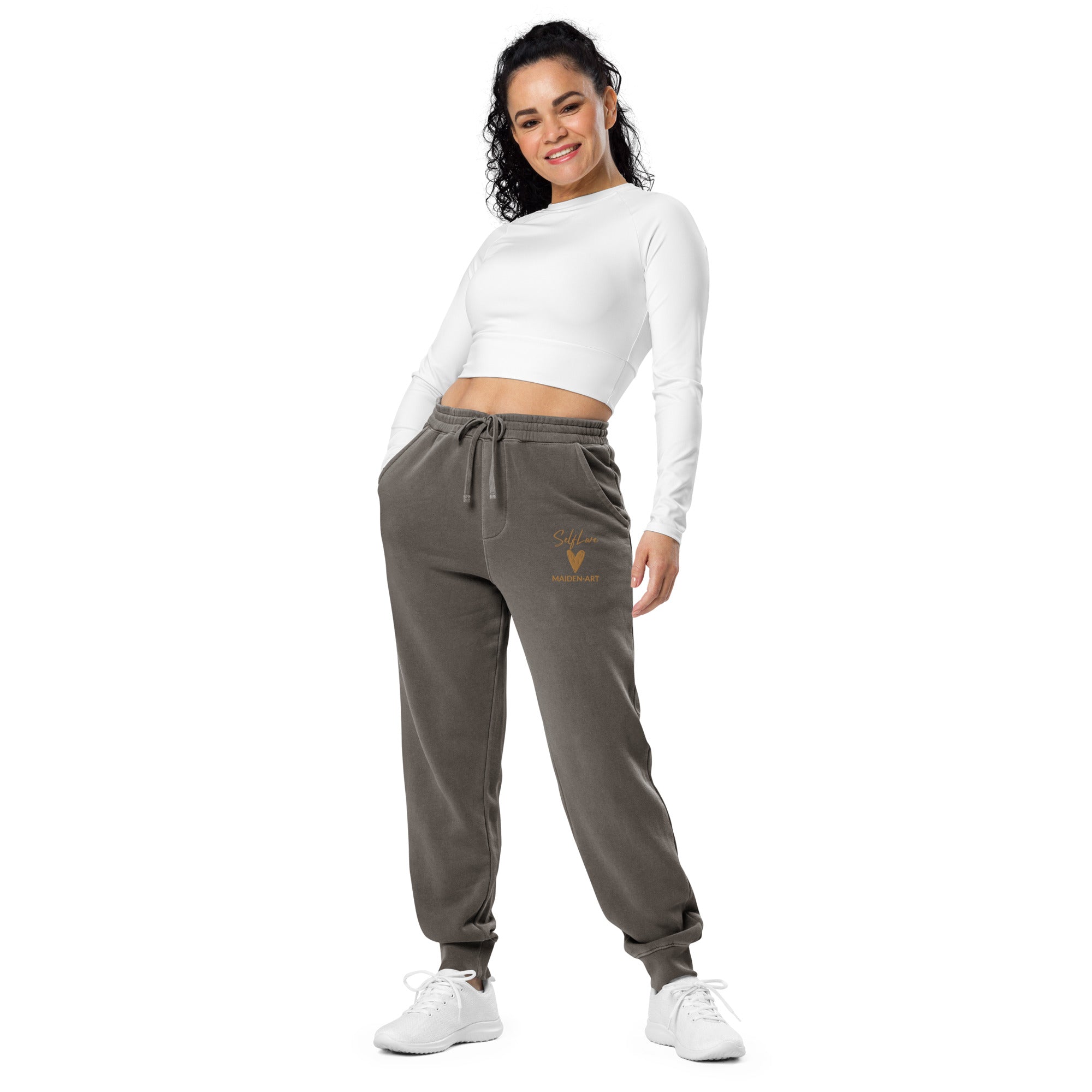 Self Love Unisex pigment-dyed sweatpants with Old Gold Embroidery -