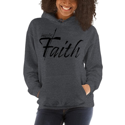 Womens Hoodie - Pullover Sweatshirt - Black Graphic / Inspire Faith