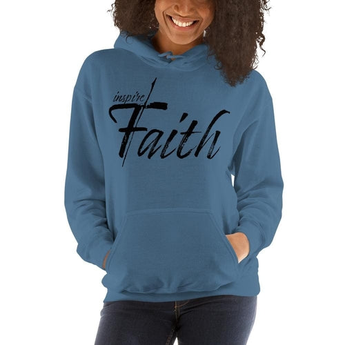 Womens Hoodie - Pullover Sweatshirt - Black Graphic / Inspire Faith