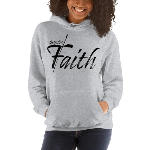 Womens Hoodie - Pullover Sweatshirt - Black Graphic / Inspire Faith